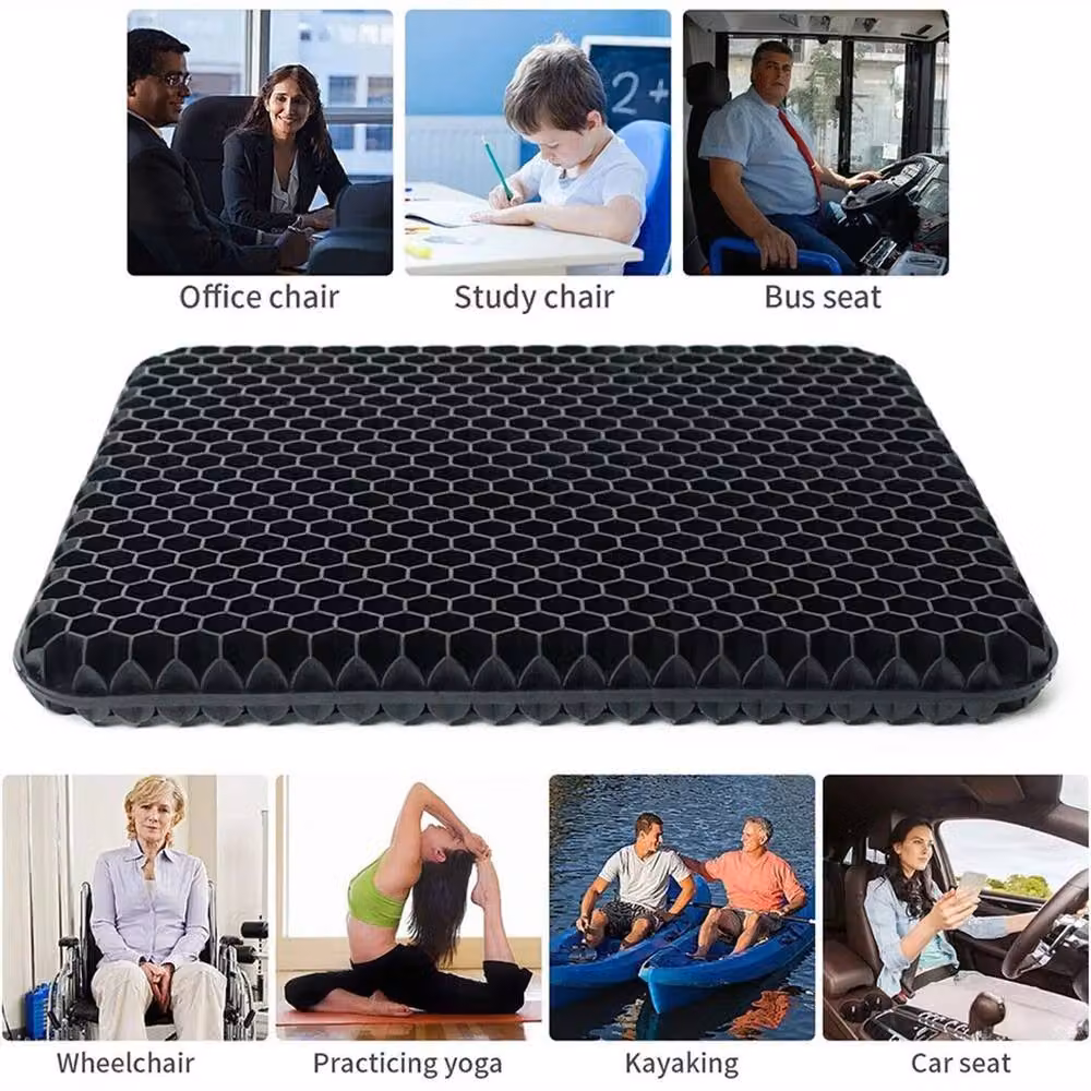 NESTLUNE Breathable Double Thick Gel Seat Cushion Pillow in Black, W/D: 120 x 120 cm – 5