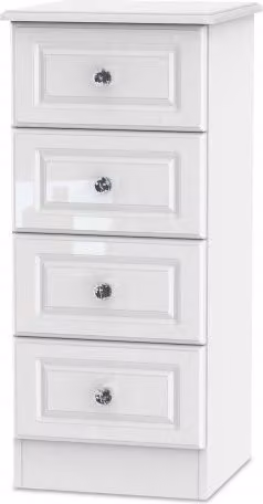 Welcome Balmoral White High Gloss 4 Drawer Narrow Chest of Drawers