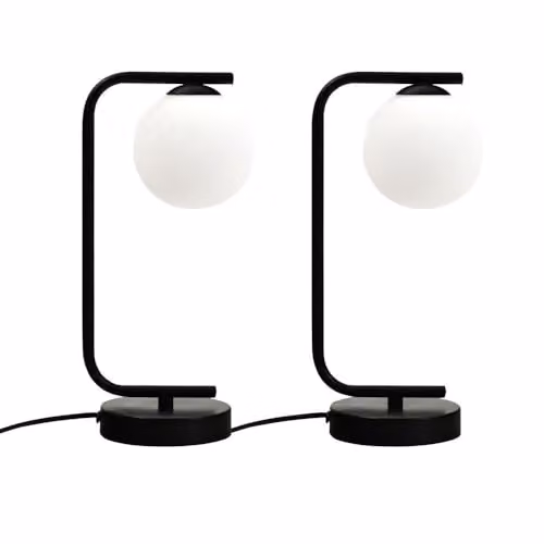 First Choice Lighting Set of 2 Grosvenor Black Table Lights with Glass Globes – 5