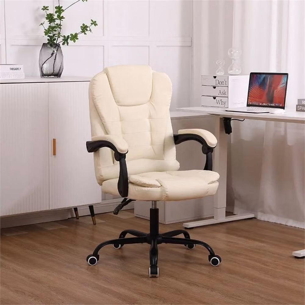 KORVIXA Beige Executive Office Chair with Swivel Recliner and Armrests – 2
