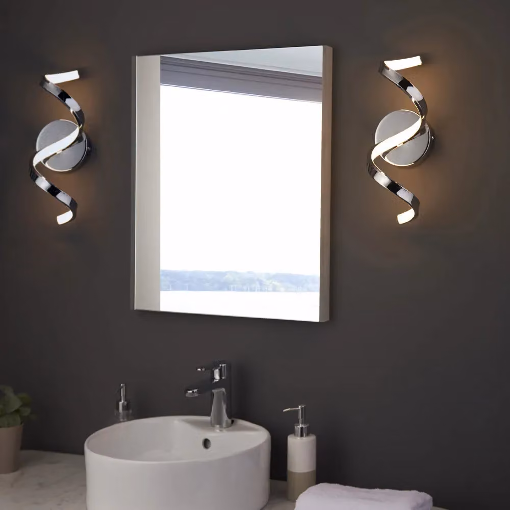 Loops Modern LED Bathroom Wall Light Fitting in Chrome and White, Warm White – 4