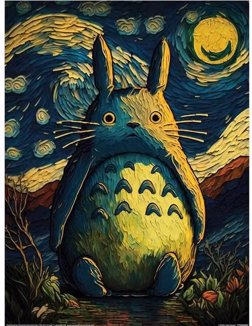 Ada Ingram Totoro Night Multicolour Paper Poster