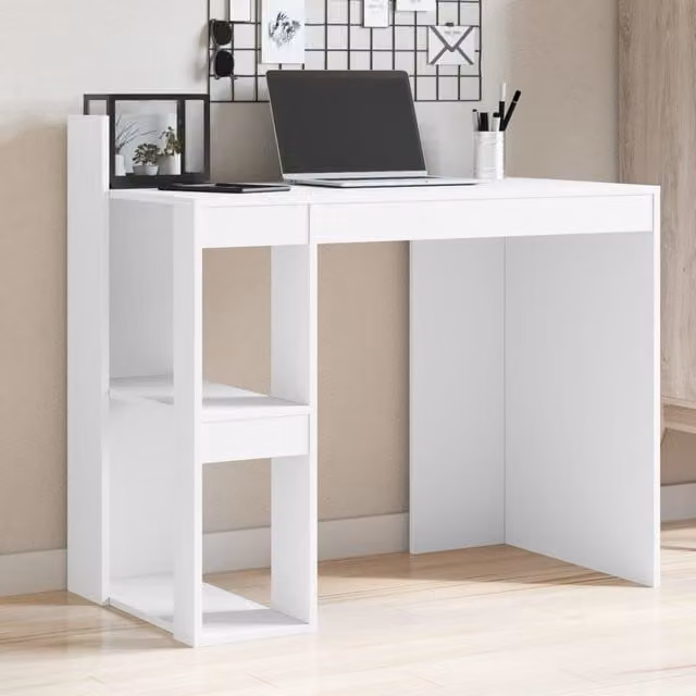 Berkfield Modern White Home Office Writing Desk in Engineered Wood W/D/H: 103.5 x 56.5 x 94 cm – 1