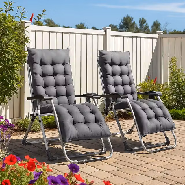 Neo Zero Gravity Sun Loungers with Padded Cushions, Grey