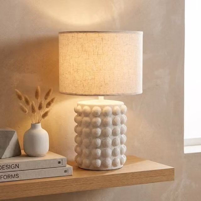 Garden Greatness Maison Natural Ceramic Ball Table Lamp in Beige
