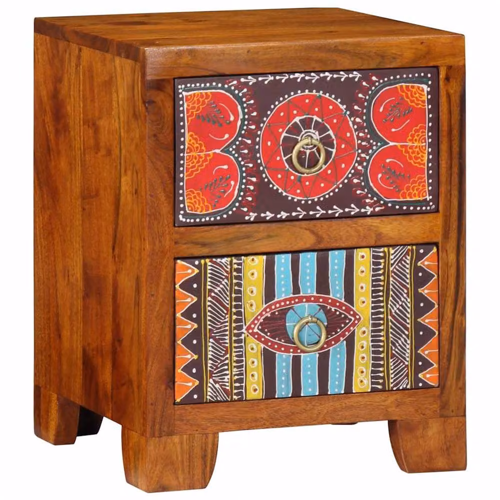 Berkfield Home Acacia Wood Bedside Cabinet in Brown, W/D/H: 35 x 35 x 45 cm – 1