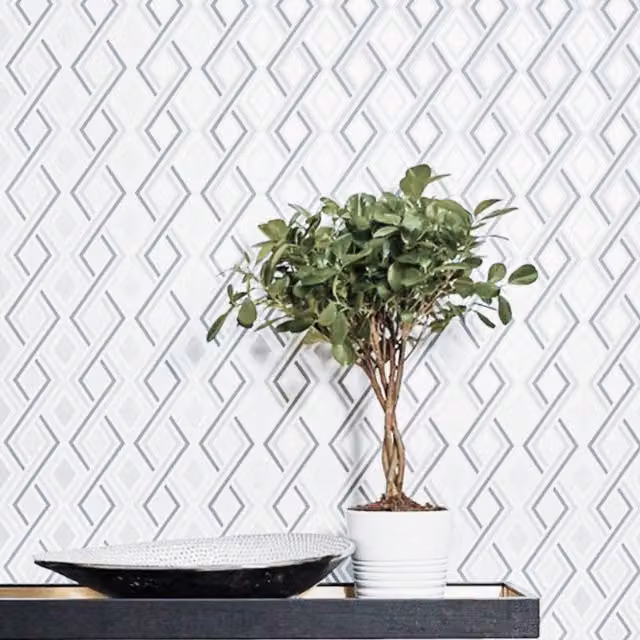 Halcyon Angora Diamond Geometric Wallpaper in Grey