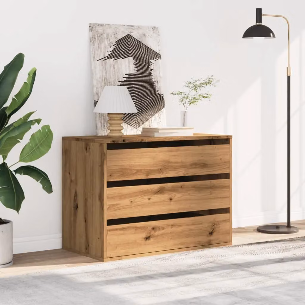 Berkfield Home Corner Chest of Drawers in Artisan Oak Brown, W/D/H: 80 x 41 x 58 cm – 3