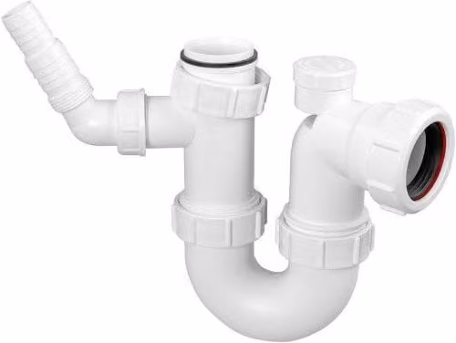 McAlpine WM14V White Plastic Tubular Sink Trap with 135 Degree Swivel Nozzle and Anti-Syphon Feature