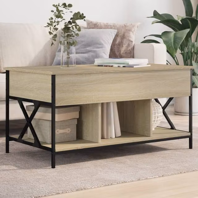 Berkfield Home Sonoma Oak Coffee Table in Brown with Lift Mechanism, W/D/H: 100 x 55 x 50 cm – 1