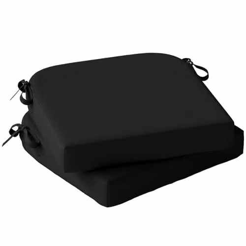 Outsunny Set of 2 Square Outdoor Chair Seat Cushions in Black and Grey, W/D: 40 x 40 cm, 7 cm Foam Thickness