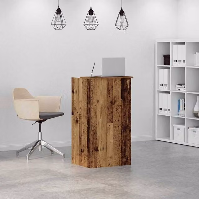 Berkfield Home Reception Desk in Old Wood Brown, W/D/H: 55 x 50 x 103.5 cm – 1