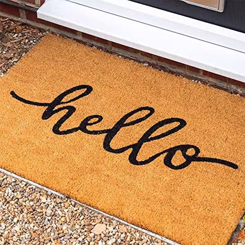 Nicola Spring Hello Coir Door Mats, Pack of 2, Brown and Multicolour, W: 90 cm, D: 60 cm – 5