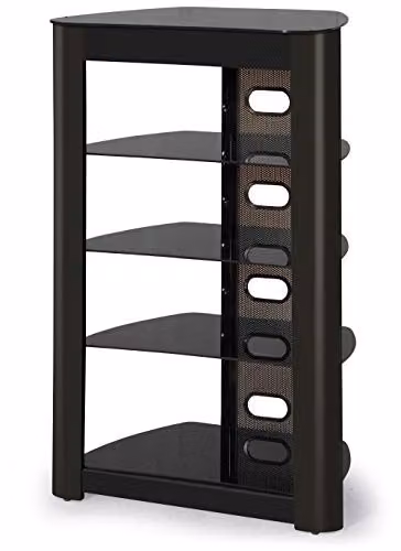 Centurion Supports Zinnia 5-Shelf Gloss Black Multimedia AV Rack with Glass Shelves W/D/H: 102 x 49 x 68 cm – 10