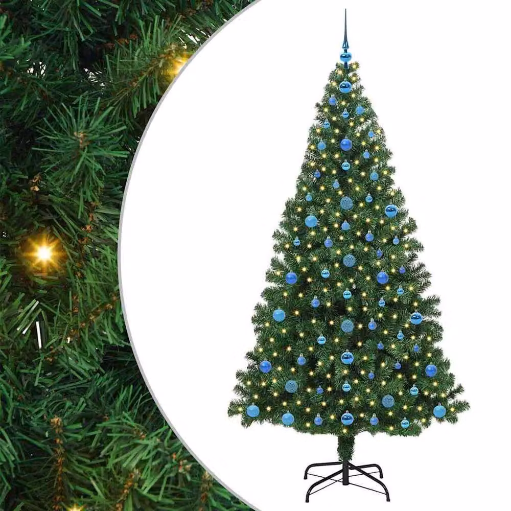 Berkfield Home Green Artificial Christmas Tree with 300 LEDs and Stand, Height: 210 cm – 3