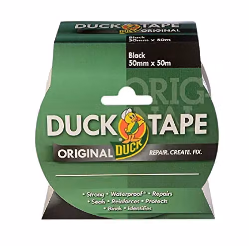 Sellotape Duck Tape Original Black Cloth Duct Tape, W: 50 mm, L: 50 m