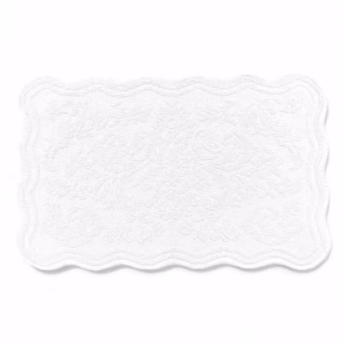 Allure Bath Fashions Gracie Jacquard Scalloped Bath Mat, White 100% Cotton Vintage Floral Rectangular Rug – 1