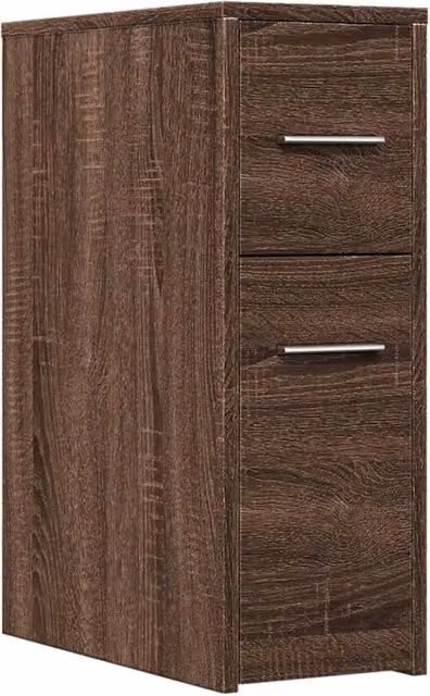 Berkfield Home Narrow Freestanding Bathroom Cupboard with Wheels in Brown Oak