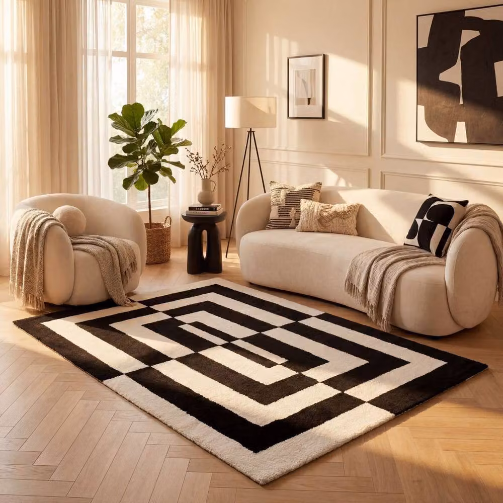 THE RUGS Joli Geometric Soft and Dense Pile Living Room and Bedroom Rug in Black, W: 80 cm, L: 150 cm – 8