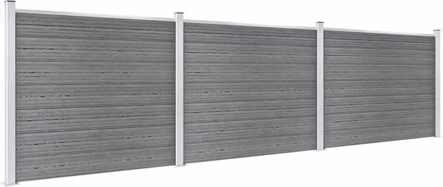 Berkfield Home WPC Fence Panel Set in Grey, W: 526 cm, H: 146 cm