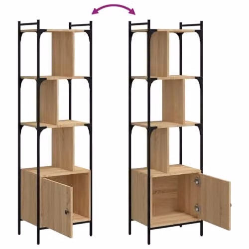 vidaXL Industrial Geometric Bookcase with Door in Brown, W: 44.5 cm, D: 30 cm, H: 154.5 cm – 3