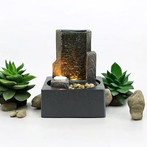 Minster Table-Top Fountain in Grey, W/D/H: 18 x 18 x 25 cm – 1