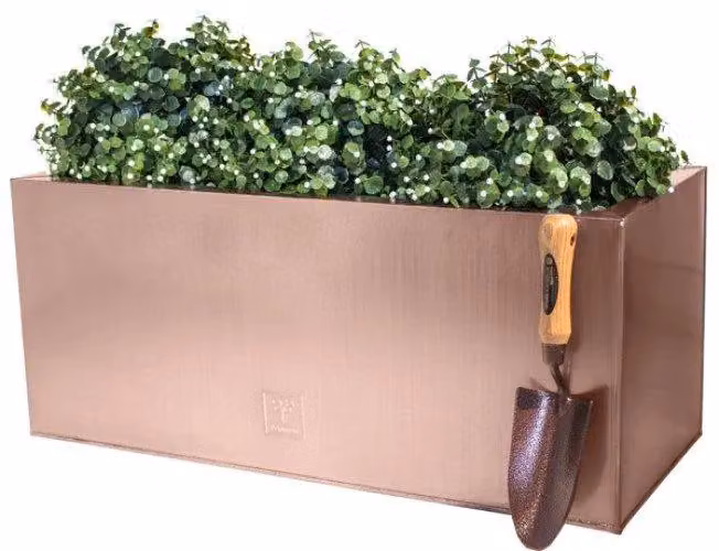 Primrose Galvanised Steel Outdoor Trough Planter in Bronze, Green or Brown, W/D/H: 64 x 32 x 32 cm – 3