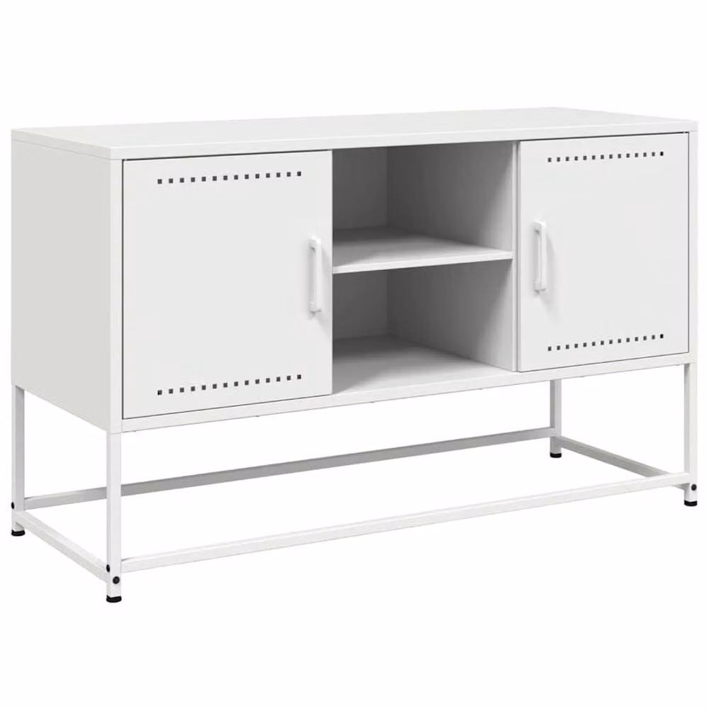 Berkfield Home Modern White Steel TV Cabinet W/D/H: 100.5 x 39 x 60.5 cm – 3
