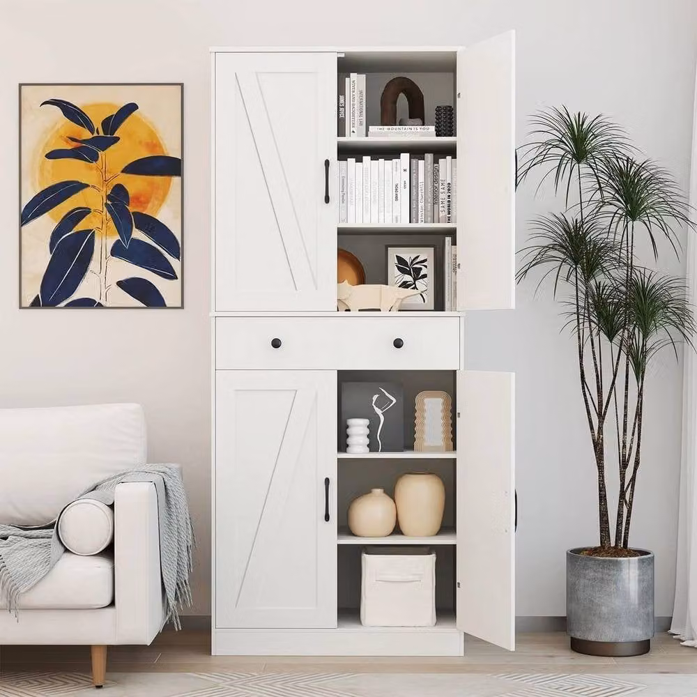 FORGEVIO Modern White Kitchen Pantry Tall Unit with Soft Close Hinged Doors, Height: 183 cm – 2
