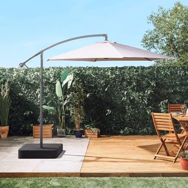 VonHaus Grey Cantilever Hanging Banana Parasol with UPF 30+ Protection