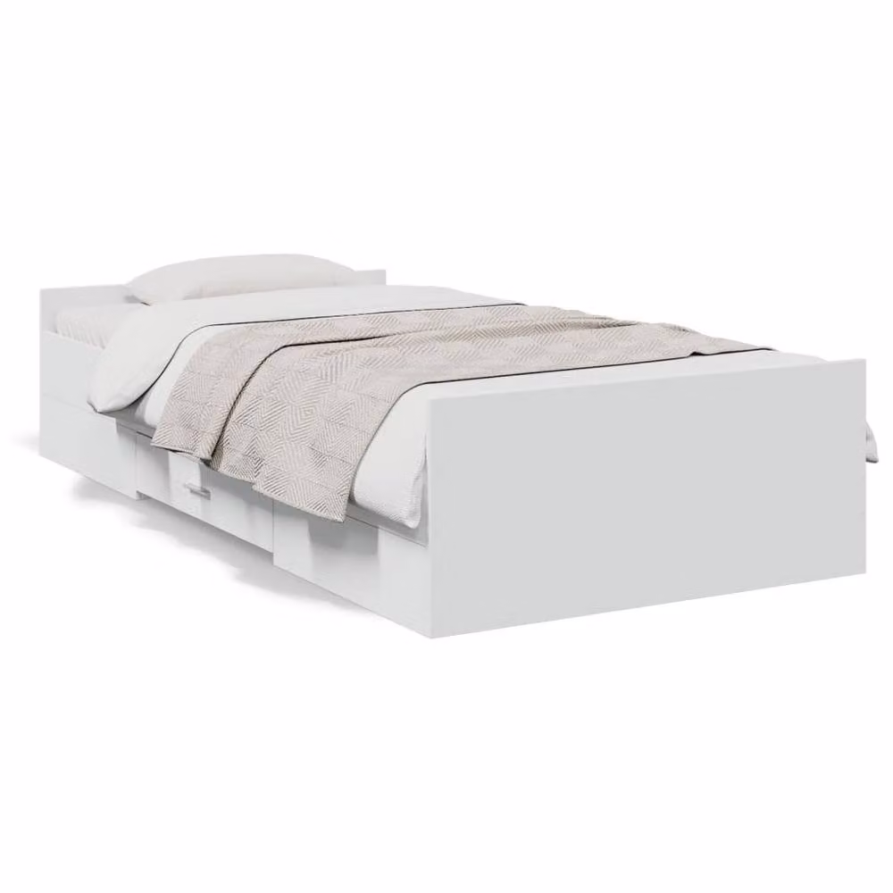 Berkfield Home Modern Bed Frame with Drawers, White, W/D/H: 100 x 200 cm – 2