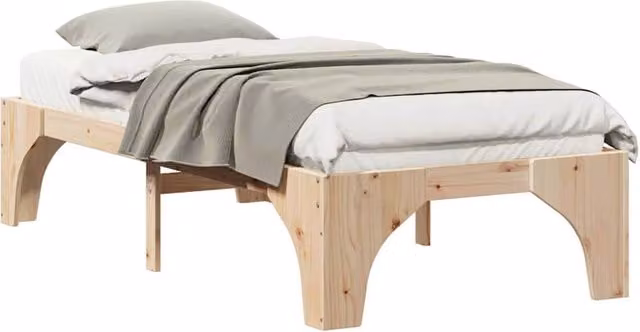 Berkfield Home Stylish Floor Bed Frame with Storage in Brown Solid Pine, W/D/H: 100 x 200 cm – 1