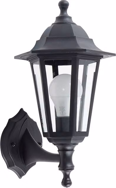 ValueLights Black Traditional Wired Outdoor Security Lantern Wall Light