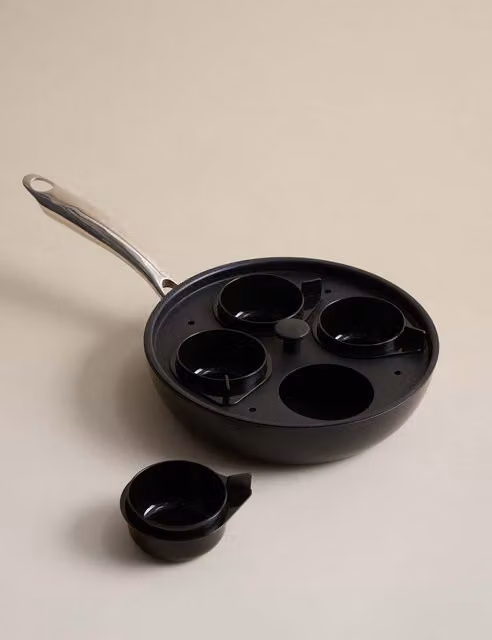 M&S Non-Stick Pro Aluminium Egg Poacher, Black, 20cm