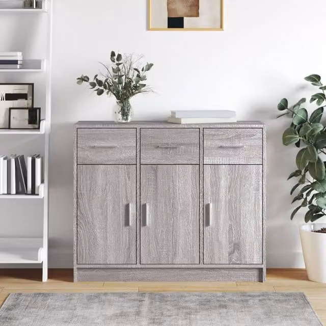 Berkfield Home Sonoma Grey Sideboard in Engineered Wood, W/D/H: 91 x 28 x 75 cm – 1