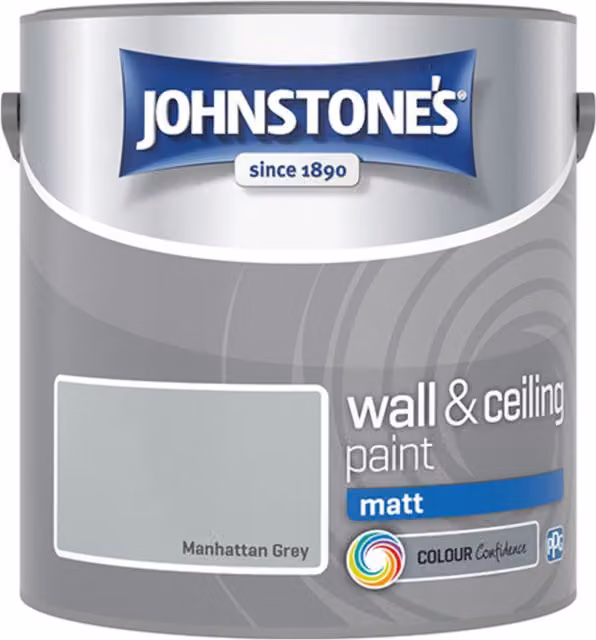 Johnstones Matt Dispersion Emulsion Paint, Grey, 2.5l