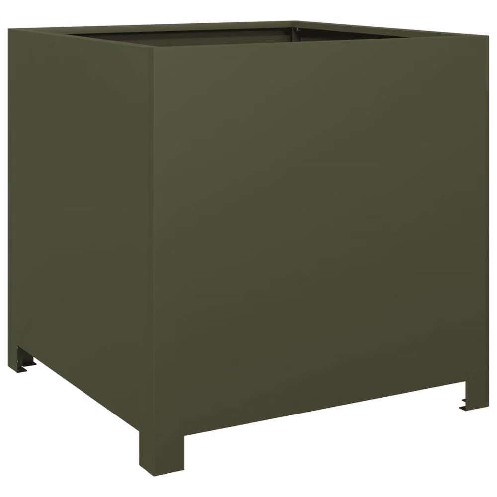 Berkfield Home Durable Steel Garden Planter Tub, Green, W/D/H: 50 x 50 x 50 cm – 3