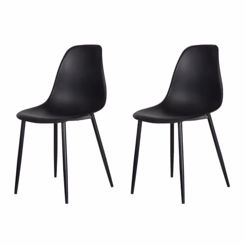 Core Products Aspen Pair of Black Plastic Armless Curve Dining Chairs with Metal Frame – 1