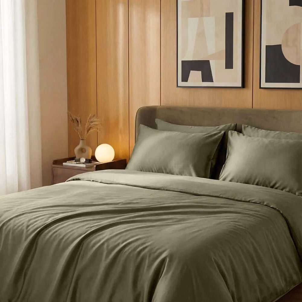 Bedable Cotton Mako Sateen Pillowcase Pair, Green, W/D/H: 50 x 75 cm – 4