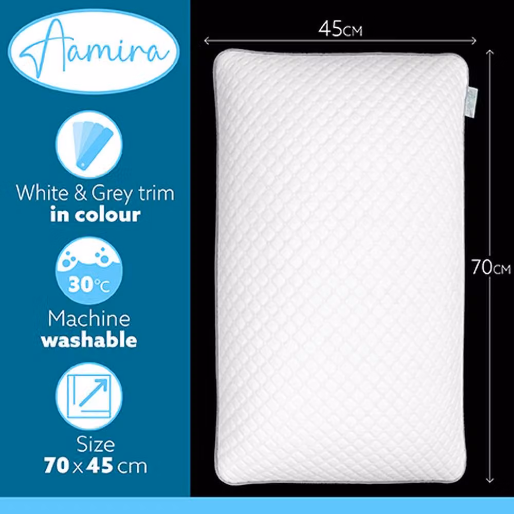 Aamira Cooling Memory Foam Orthopaedic Pillow, White, W: 70 cm x D: 45 cm x H: 18 cm – 6