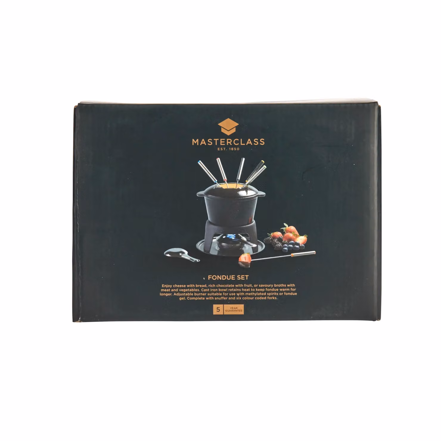 MasterClass Cast Iron Enamelled Black Fondue Set – 11
