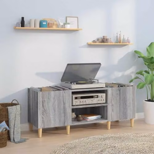 vidaXL Record Cabinet in Grey Sonoma, W/D/H: 121 x 38 x 48 cm – 2
