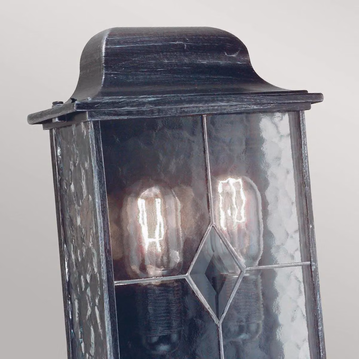 Netlighting Wexford 2 Light Outdoor Wall Half Lantern Light in Black and Silver with IP43 Rating and E27 Socket – 2
