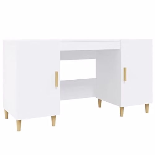 vidaXL Computer Desk in White, W/D/H: 140 x 50 x 75 cm, Engineered Wood – 1