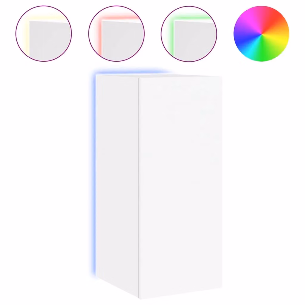 Berkfield Home Modern Wall Mounted TV Cabinet with LED Lighting, White, W: 30.5 cm, D: 35 cm, H: 70 cm – 2