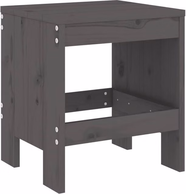 Berkfield Home Set of 2 Grey Garden Stools in Solid Pine Wood, W/D/H: 40 x 36 x 45 cm – 1