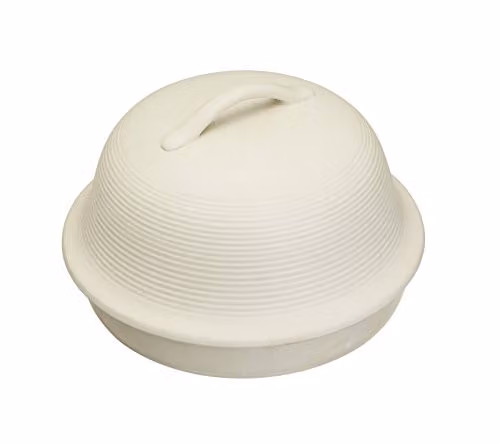 KitchenCraft Stoneware Round Bread Cocotte with Lid in White or Beige, Diameter: 30 cm