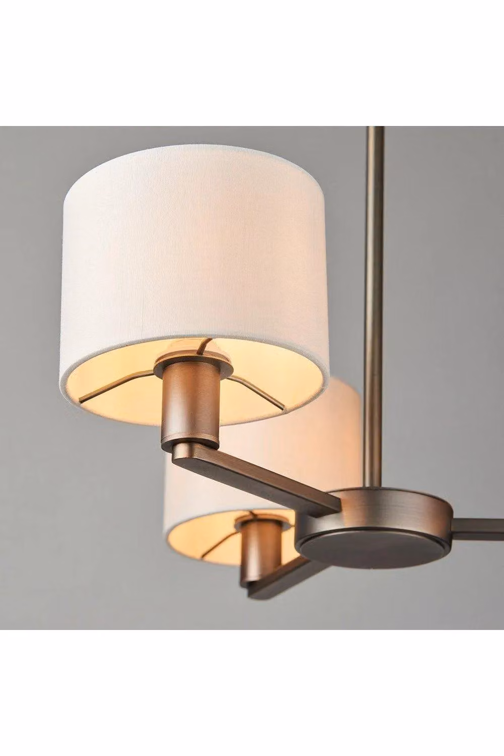 Netlighting Daley Multi Arm Pendant Light in Antique Bronze and Brown Marble with Fabric – 3