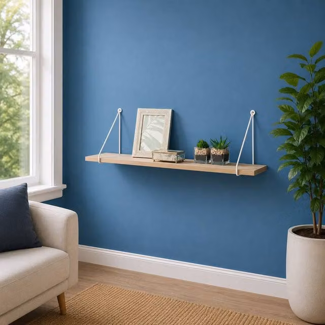 SPOT ON DEALZ Oak Floating Wall Shelf with White Metal Frame, Width: 80 cm – 1