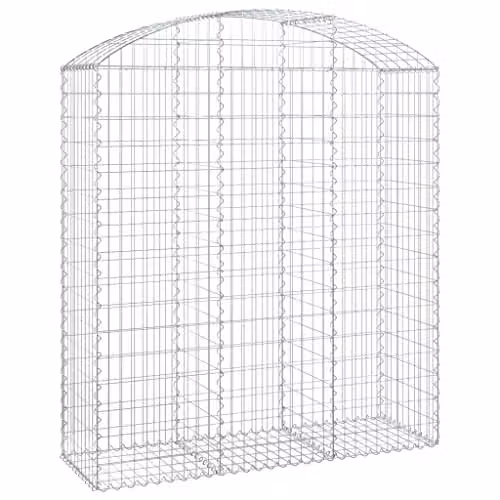 vidaXL Arched Gabion Basket in Silver Galvanised Steel, H x W x D: 160 x 150 x 50 cm